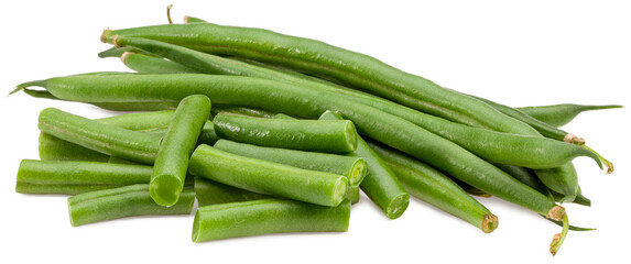 green beans isolated on white background. Clipping path and full depth of field