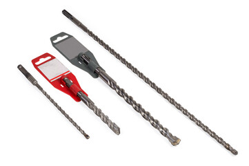 Masonry drill bits different sizes on a white background