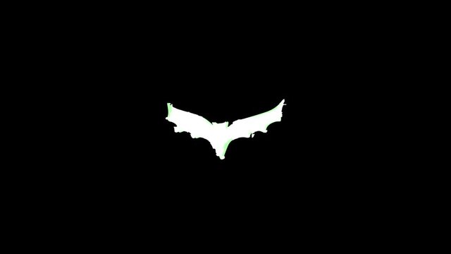 Halloween bat glitch digital icon on black matte