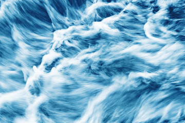 Water motion background. Abstract foam smudges texture. Turbulent river flow. Waterfall closeup.