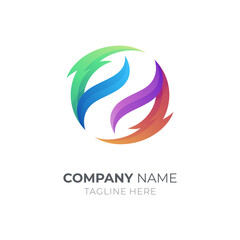 Abstract leaf circle logo design vector