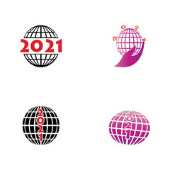 Set 2021 new year icon vector illustration design template