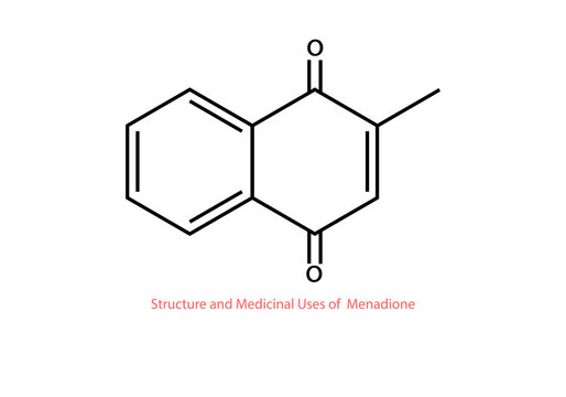 structure and medicinal uses of menadione vector design illustration 