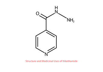 structure and medicinal uses of  nikethamide chemical structure vector design illustration