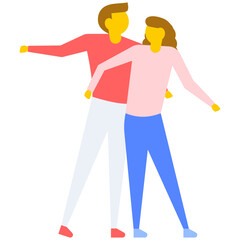 
A young couple enjoying tap-dance, flat vector icon 
