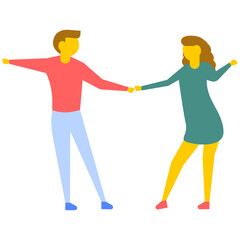 Fototapeta premium A young couple enjoying tap-dance, flat vector icon 