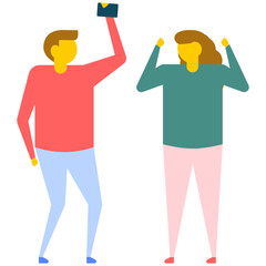 

Couple getting frustrated and husband hitting wife, domestic violence, flat vector icon 
