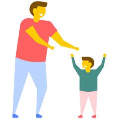 
Fatherhood, paternity or loving father flat vector icon 
