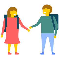 Fototapeta premiumRomantic couple lovers holding hands, flat vector icon 