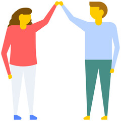 

Romantic couple lovers holding hands, flat vector icon 
