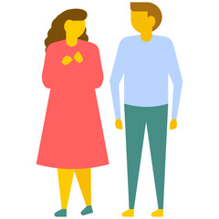 

Romantic couple lovers holding hands, flat vector icon 
