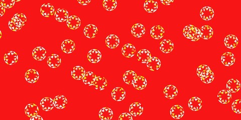 Light red, yellow vector background with spots.