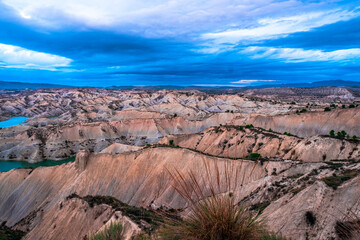 Fototapeta na wymiar The swamp and ravines of Gebas at sunrise in Murcia, Spain