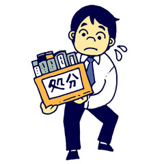 処分する書類を運ぶ若い男性社員