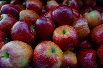 Red apples on a market