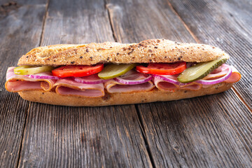 sandwich on wooden background