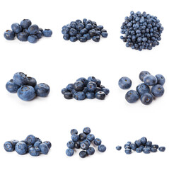 Group of fresh blueberries isolated on white background . full depth of field