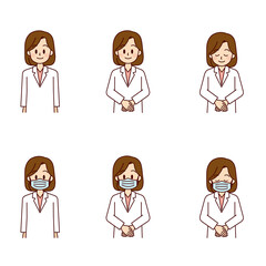 女性　医療　表情セット