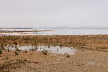 Foggy morning over the lake.