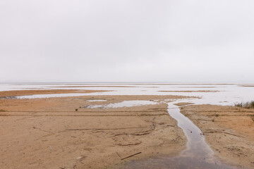 Foggy morning over the lake.