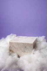 Creative layout made of marble and frames. Fashion or beauty background. Concept scene stage podium showcase, for product, promotion, sale, banner, presentation, cosmetic.