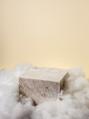 Creative layout made of marble and frames. Fashion or beauty background. Concept scene stage podium showcase, for product, promotion, sale, banner, presentation, cosmetic.