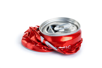 Compressed cans isolated on a white background