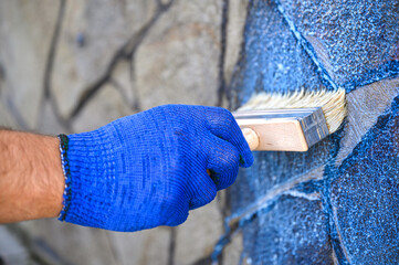 . A natural stone covered with a protective liquid from moisture and mold. Protect the stone from...