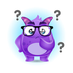 Illustration vector graphic of Cartoon Cute Monster In Confused Expression. Perfect for business website, brochure, social media illustration, mascot, logo etc.