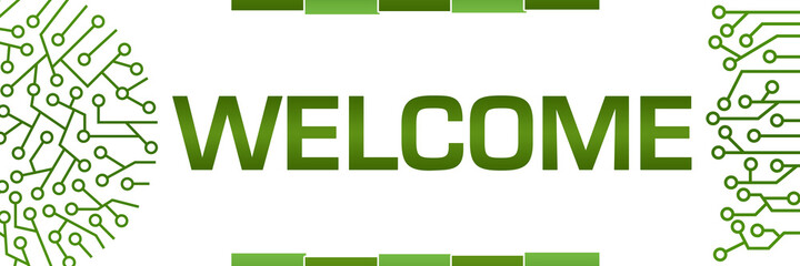 Welcome Green Circuit Circular Left Right Banner 