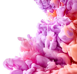 Ink drop in water over white background