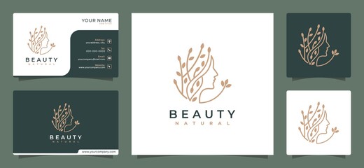 Fototapeta premium flower logo design inspiration, for salons, spas, skincare, boutiques, with business cards