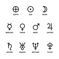 Astrological symbols signs of the planets. Vector © Glitter_Klo