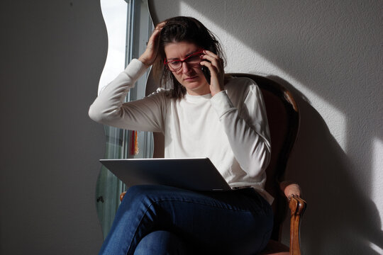 Télétravail dans un rayon de lumière