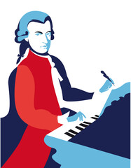 Wolfgang Amadeus Mozart vector portrait - obrazy, fototapety, plakaty