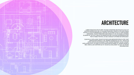 Landing page for banner interior design and architecture. Concept for an architectural company. Banner Vector Illustration