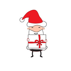 Santa Claus. Santa Claus giving gift. Merry Christmas. - Vector illustration.