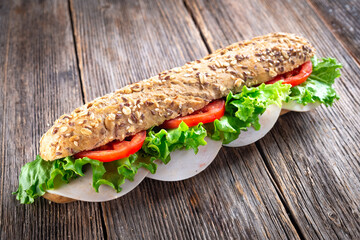 sandwich on wooden background
