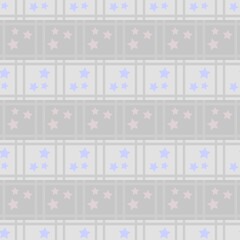 New Year's winter geometric pattern with squares, blue and gray stars in gray and lilac shades