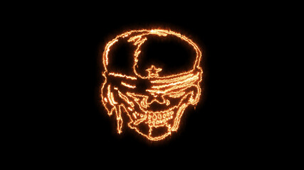 Fire burning skull. Devilish Skull burning Hell with scary, halloween, horror concept. Royalty high-quality free stock photo image fire flames burn over a devilish skull on a black background
