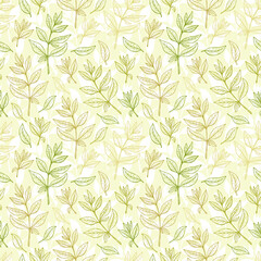 Floral background. Leaves Seamless pattern. Henna plant. Green tea. Vector leaf.