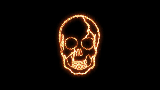 Fire burning skull. Devilish Skull burning Hell with scary, halloween, horror concept. Royalty high-quality free stock photo image fire flames burn over a devilish skull on a black background