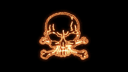 Fototapeta premium Fire burning skull. Devilish Skull burning Hell with scary, halloween, horror concept. Royalty high-quality free stock photo image fire flames burn over a devilish skull on a black background