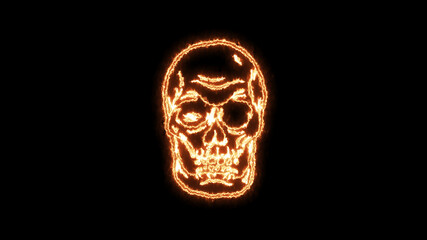 Fire burning skull. Devilish Skull burning Hell with scary, halloween, horror concept. Royalty high-quality free stock photo image fire flames burn over a devilish skull on a black background