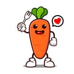 cute carrot cartoon mascot character