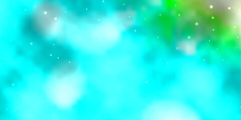 Light Blue, Green vector background with colorful stars.