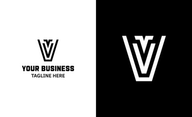 Obraz premium Letter V minimal vector logo. Icon mark design template
