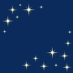 Shining stars on blue, navy background. Vector illustration.