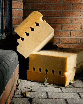 brick wall and bricks