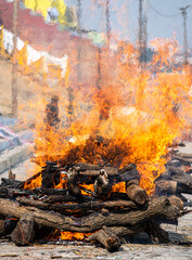 cremation at manikarnika Ghat Varanasi Uttar Pradesh India.